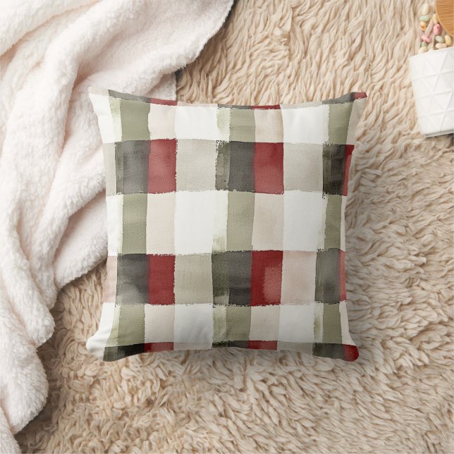 Almofada Pine Green Ivory Red Stripes (Cobertor)