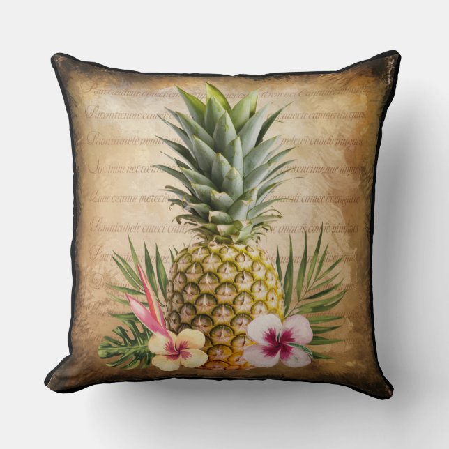 Almofada Pineapple Rústico Caligrafia Francesa Chic sofisti (Frente)