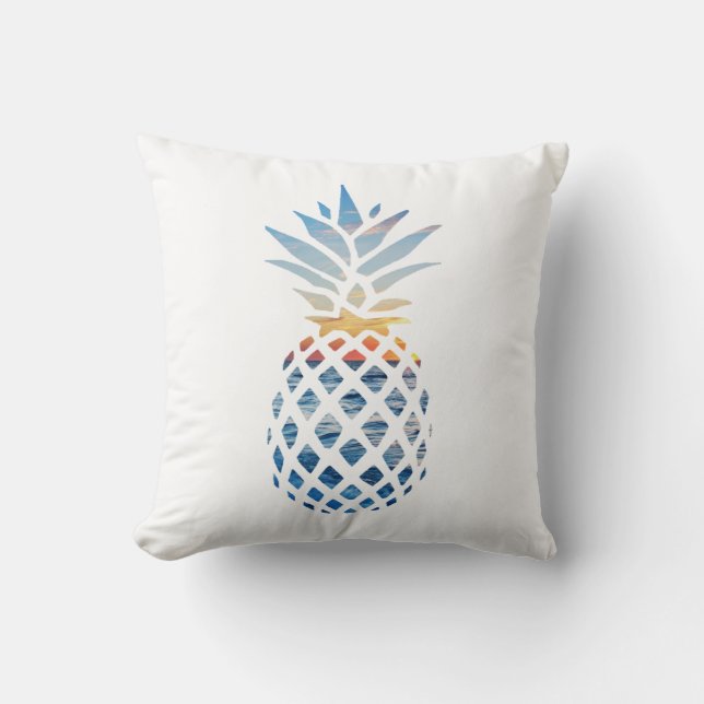 Almofada Pineapple Sunset e Blue Ocean Waves (Frente)