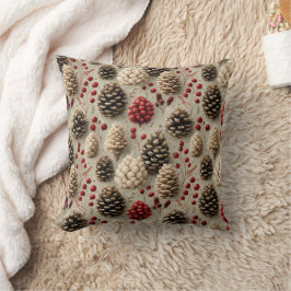 Almofada Pinecones e Berries Vermelhos