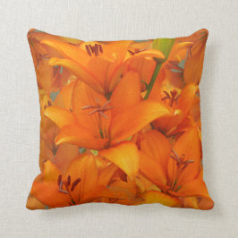 Almofada Pingos de chuva alaranjados da foto do jardim do