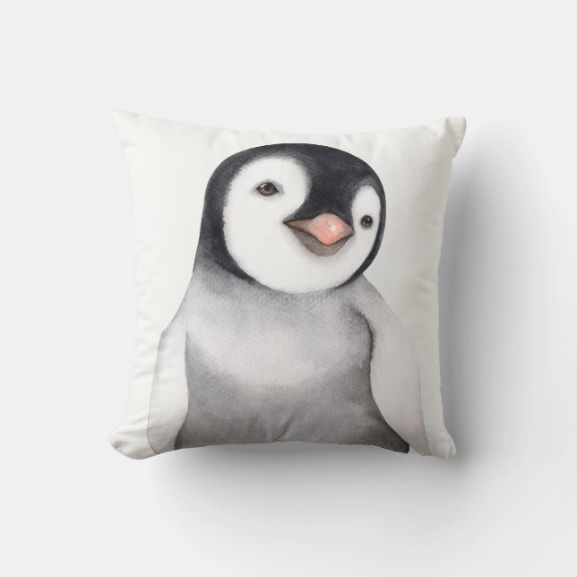Almofada Pinguim Aquarela Fofo Personalizado (Frente)