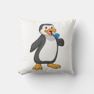 Almofada Pinguim com doces de pirulito