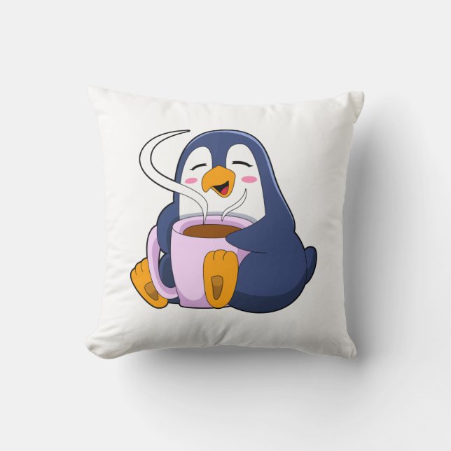 Almofada Pinguim com taça de café (Frente)