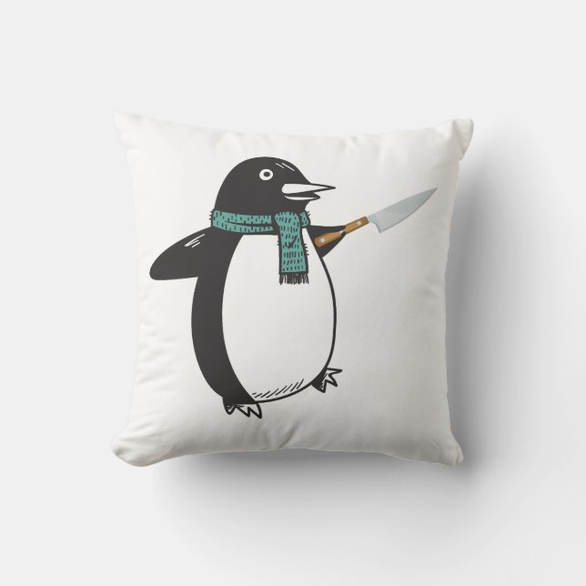 Almofada Pinguim com uma faca T-Shirt (Frente)