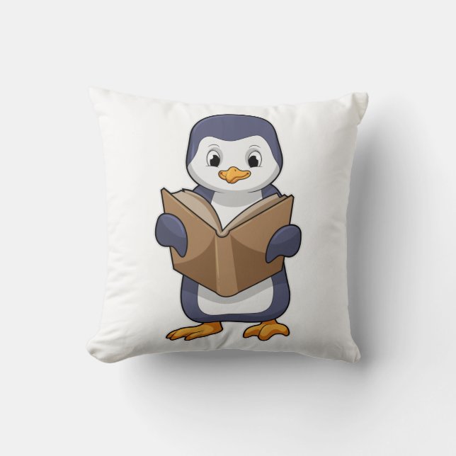 Almofada Pinguim como Nerd do Livro (Frente)