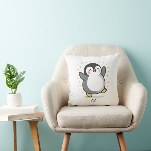 Almofada Pinguim dançando feliz Ilustração personalizada pa (Cadeira)