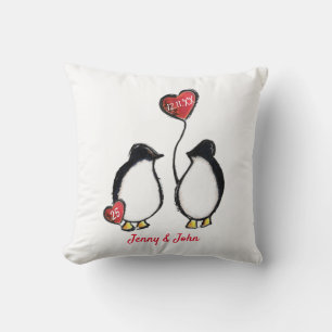 Almofada Pinguim de aniversário de casamento de 25 Silver