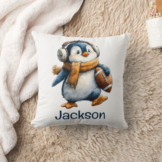 Almofada Pinguim de Futebol de Inverno Personalizado para C (Cobertor)