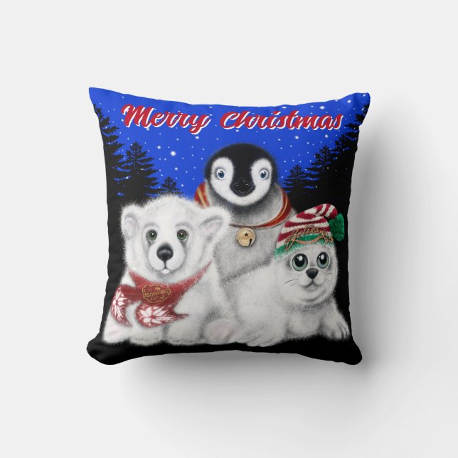 Almofada Pinguim de Natal, filhote de foca polar (Frente)