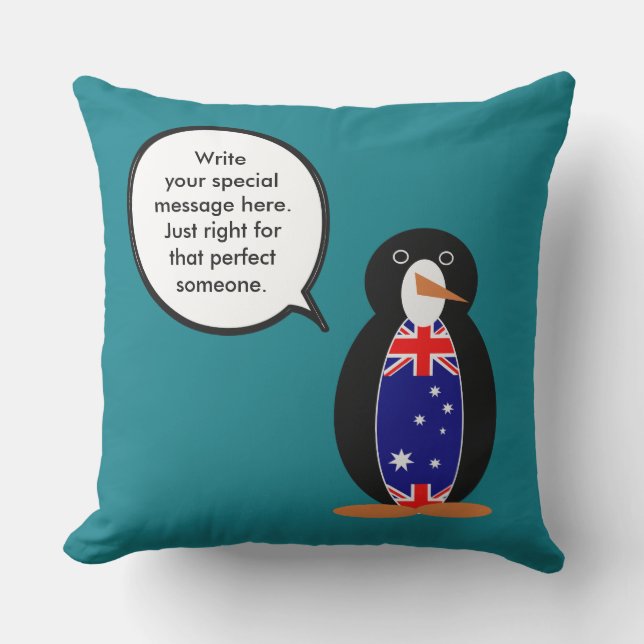 Almofada Pinguim Falante Australiana Personalizada  (Frente)