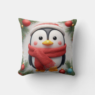 Almofada Pinguim Festivo Decorado Com Enfeites de Feriado