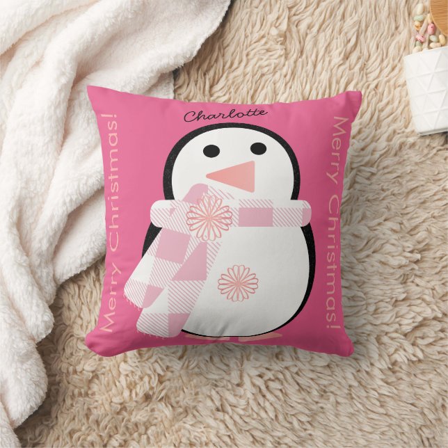 Almofada Pinguim Fofo Personalizado Feliz Natal (Cobertor)