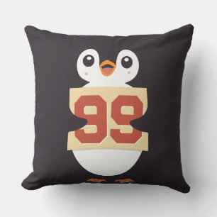 Almofada Pinguim Fofo Segurando uma Placa