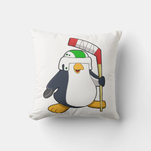 Almofada Pinguim no hóquei no gelo com bastão de hóquei no