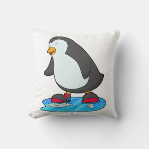Almofada Pinguim no patinagem de gelo com skates de gelo