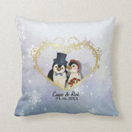 Almofada Pinguin Wedding Snowflake Pattern - Personalizar