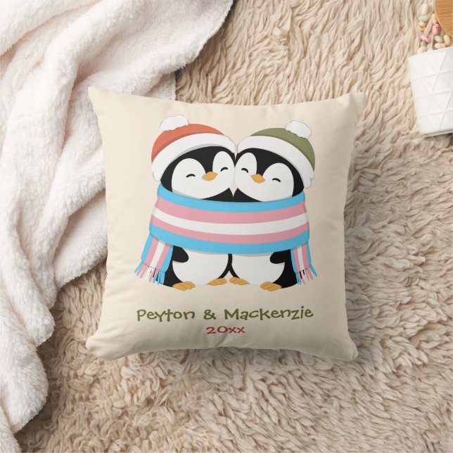 Almofada Pinguins Trans Personalizados Natal Aconchegante (Cobertor)