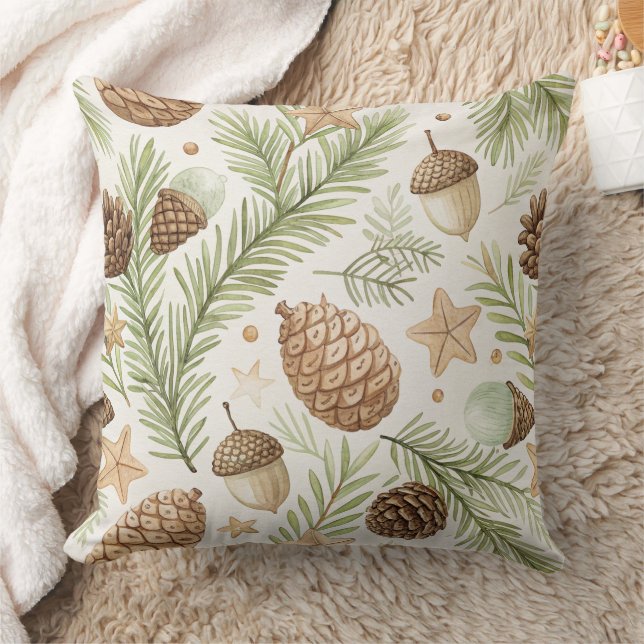 Almofada Pinha Evergreen Natural Dourado Marrom (Cobertor)