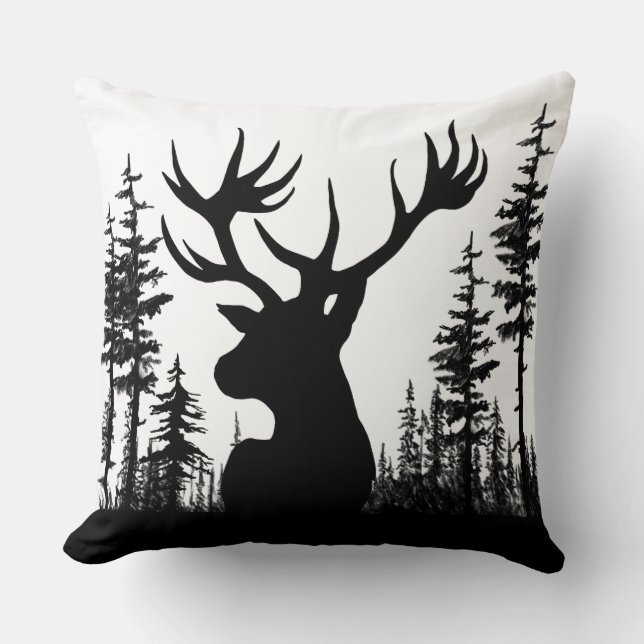 Almofada Pinheiros Da Floresta Negra E Branca (Frente)