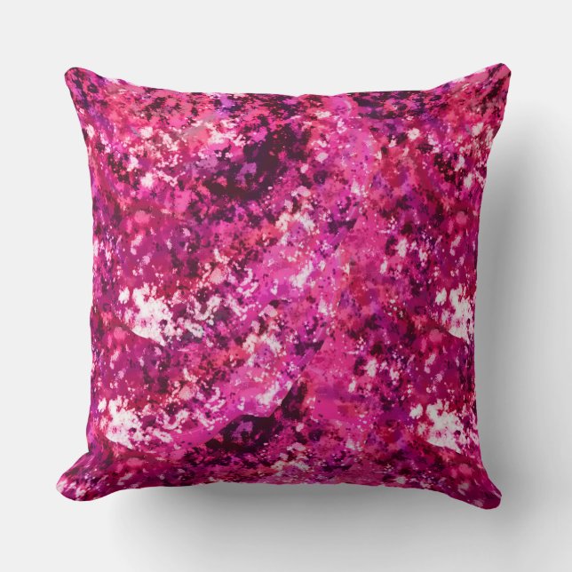 Almofada Pink Abstract Splatter Throw Pillow  (Frente)