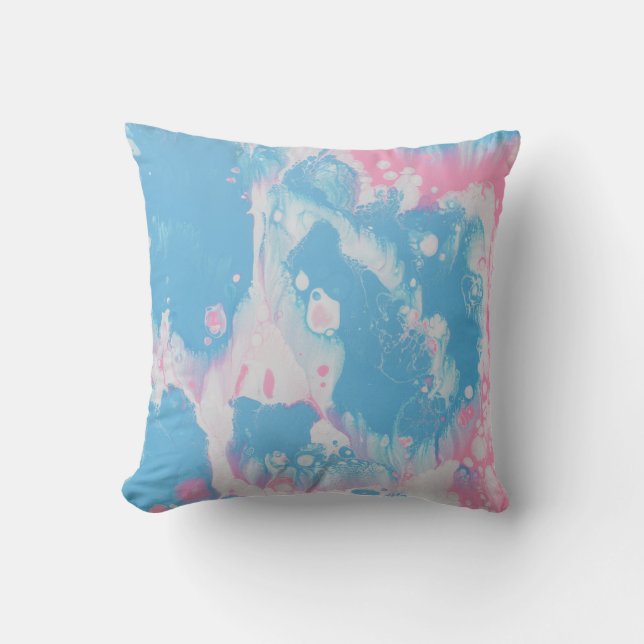ALMOFADA PINK AND BLUE ABSTRACT PAINTING (Frente)