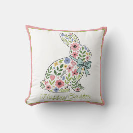 Almofada Pink and Blue Wildflower Easter Rabbit