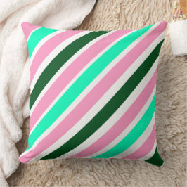Almofada Pink and Green Christmas Candy Stripes 