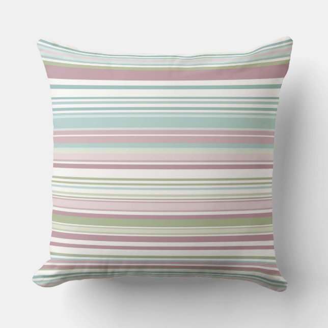 Almofada Pink, Aqua, mint, spring rain and mauve stripes (Frente)