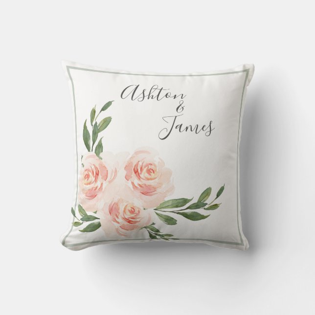 Almofada Pink Blush Nomes Românticos Manter Casamento (Frente)