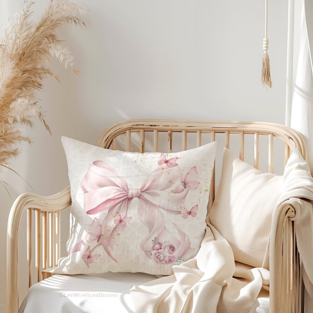 Almofada Pink Bow Butterflies Photo (Criador carregado)