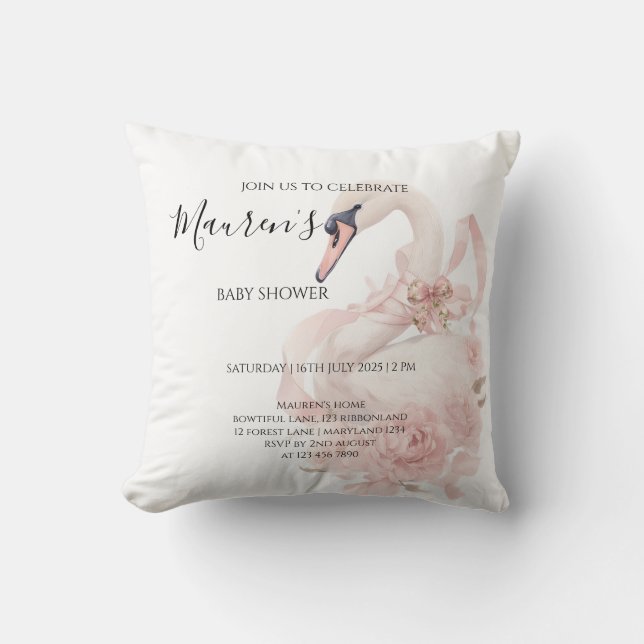 Almofada Pink Bow Girl Baby Shower  (Frente)