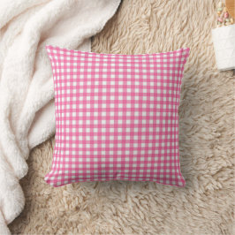 Almofada Pink Checkered Plaid Throw Pillow 
