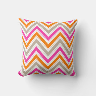 Almofada Pink chevron PixDezines cor-de-rosa+laranja/fundo 