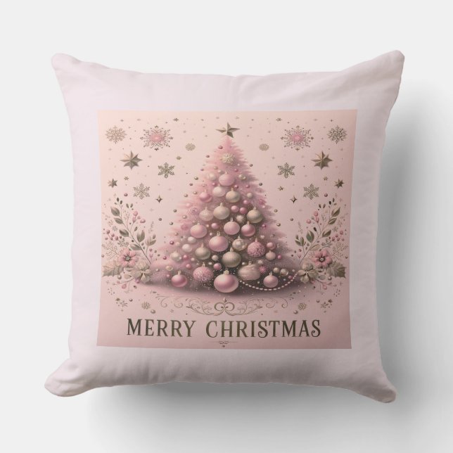 Almofada Pink Christmas tree Merry Christmas (Frente)