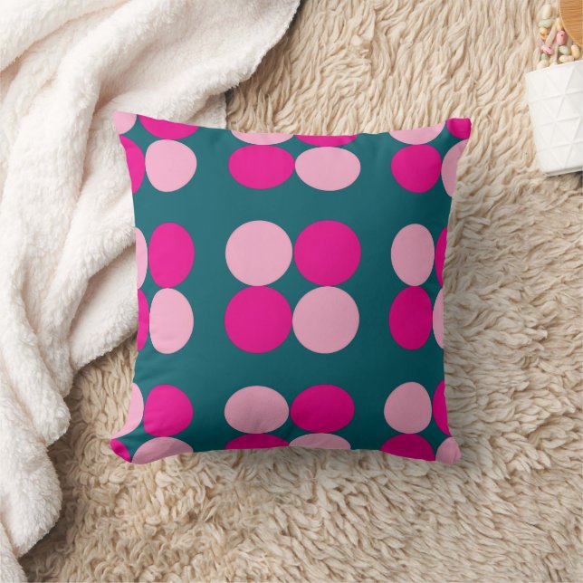 Almofada Pink Circles on Green Throw Pillow (Cobertor)
