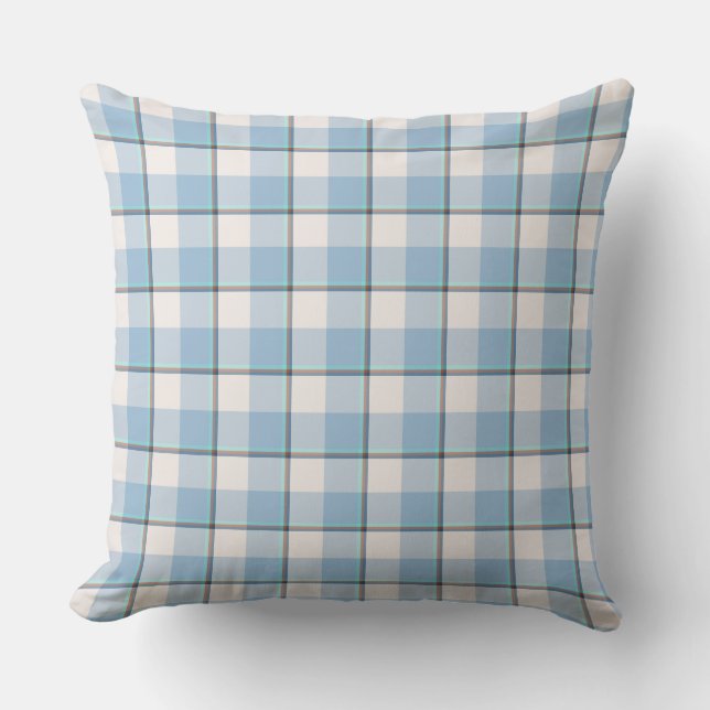 Almofada Pink Cloud and Blue Lagoon Plaid Throw Pillow (Frente)