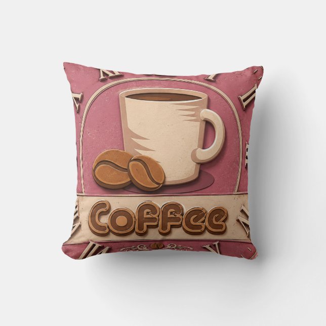 Almofada Pink Coffee Feminine Coffee Bar Decor (Frente)