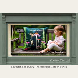 Almofada Pink Coneflower & Hummingbird Heritage