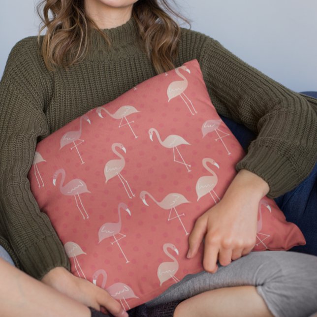 Almofada Pink Coral Red Flamingo Seamless Pattern (Criador carregado)