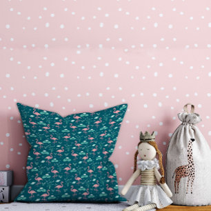 Almofada Pink Flamingo, um grão verde