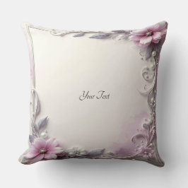 Almofada Pink Floral Frame Throw Pillow