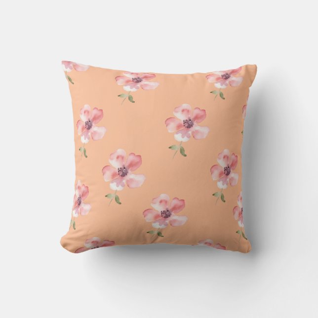 Almofada Pink Floral Pillow – Orange Pastel Pattern (Frente)