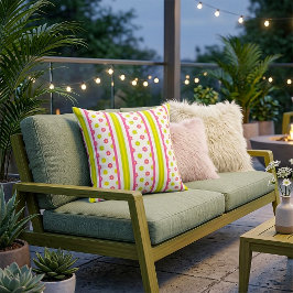 Almofada Pink Floral Stripe Pillow