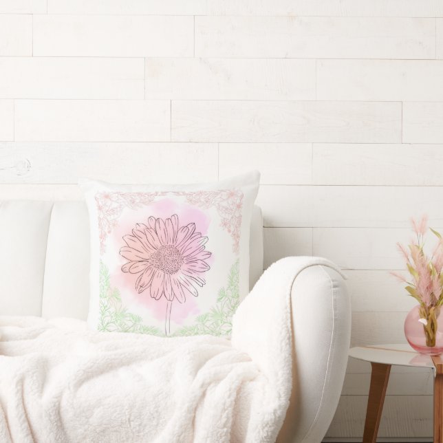 Almofada "Pink Flower Throw Pillow" (Sofá)