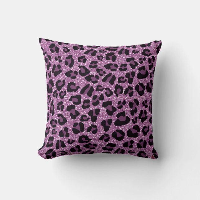 Almofada *~* Pink Glitter Black Spot, Padrão Animal Leopard (Frente)