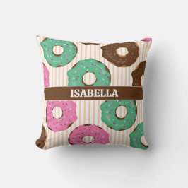 Almofada Pink & Green Donut Throw Pillow