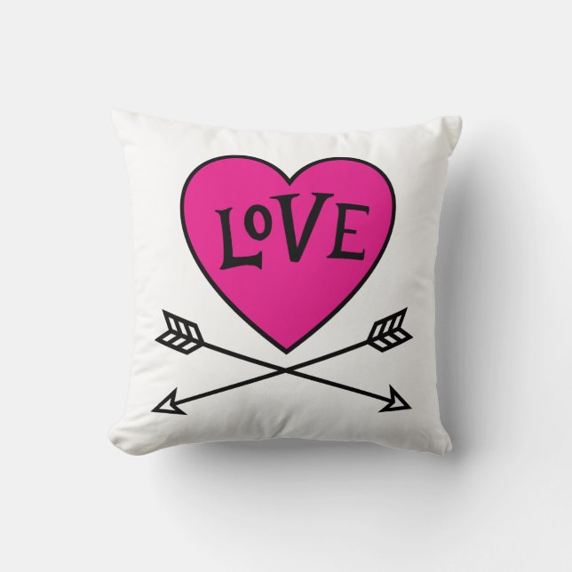Almofada Pink Heart Cupid's Bows LOVE (Frente)
