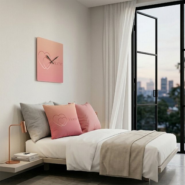 Almofada Pink Hearts Home Pillow (Rose Gold Throw Pillow)