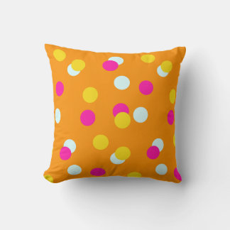 Almofada Pink Orange White and Yellow Dot throw pillow